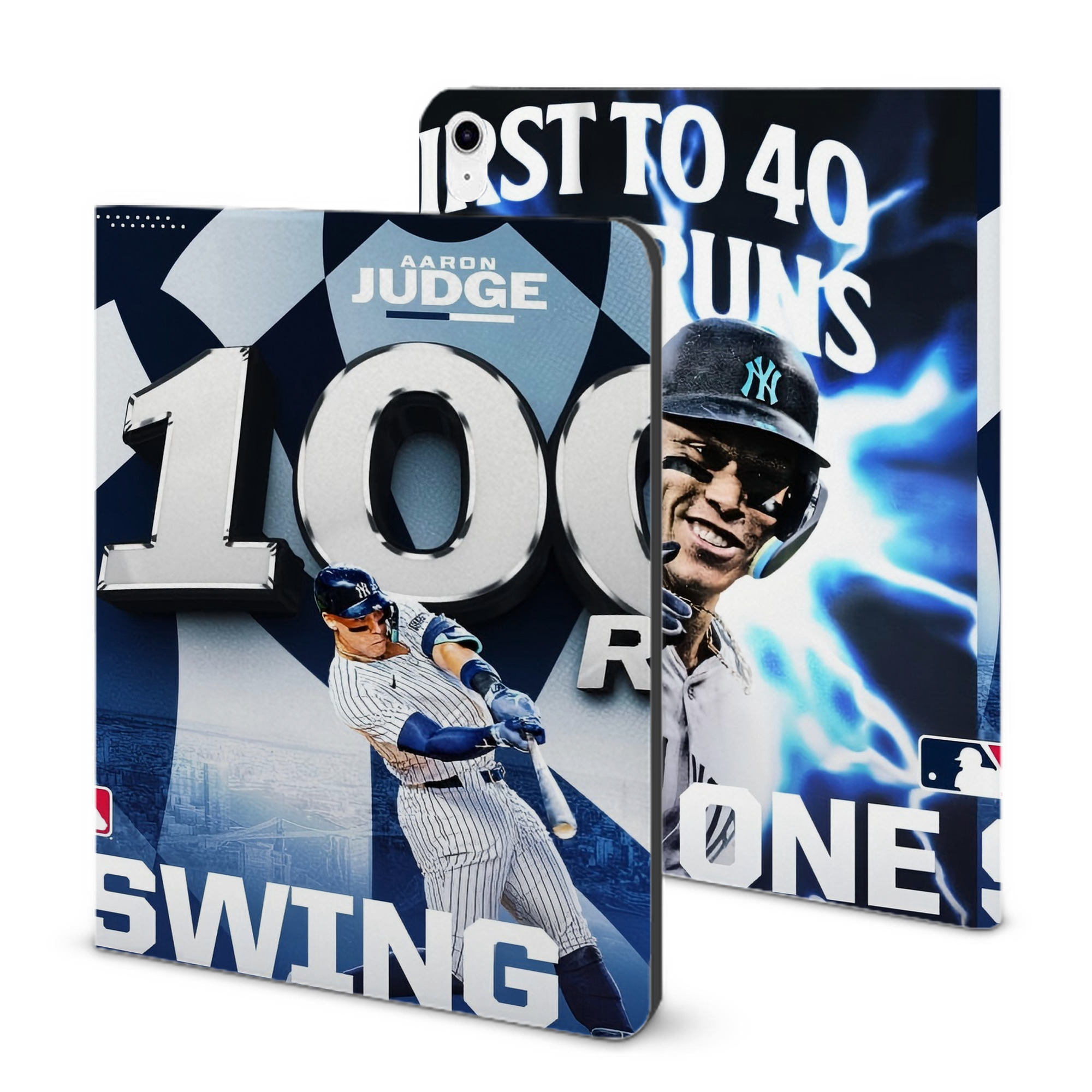 Aaron Judge First to 40 Home Runs In One Swing IPad Case Without Pencil Slot – Book-Style Cover With PU Leather & TPU – Slim, Durable, Scratch-Resistant, Full Protection & Easy Access